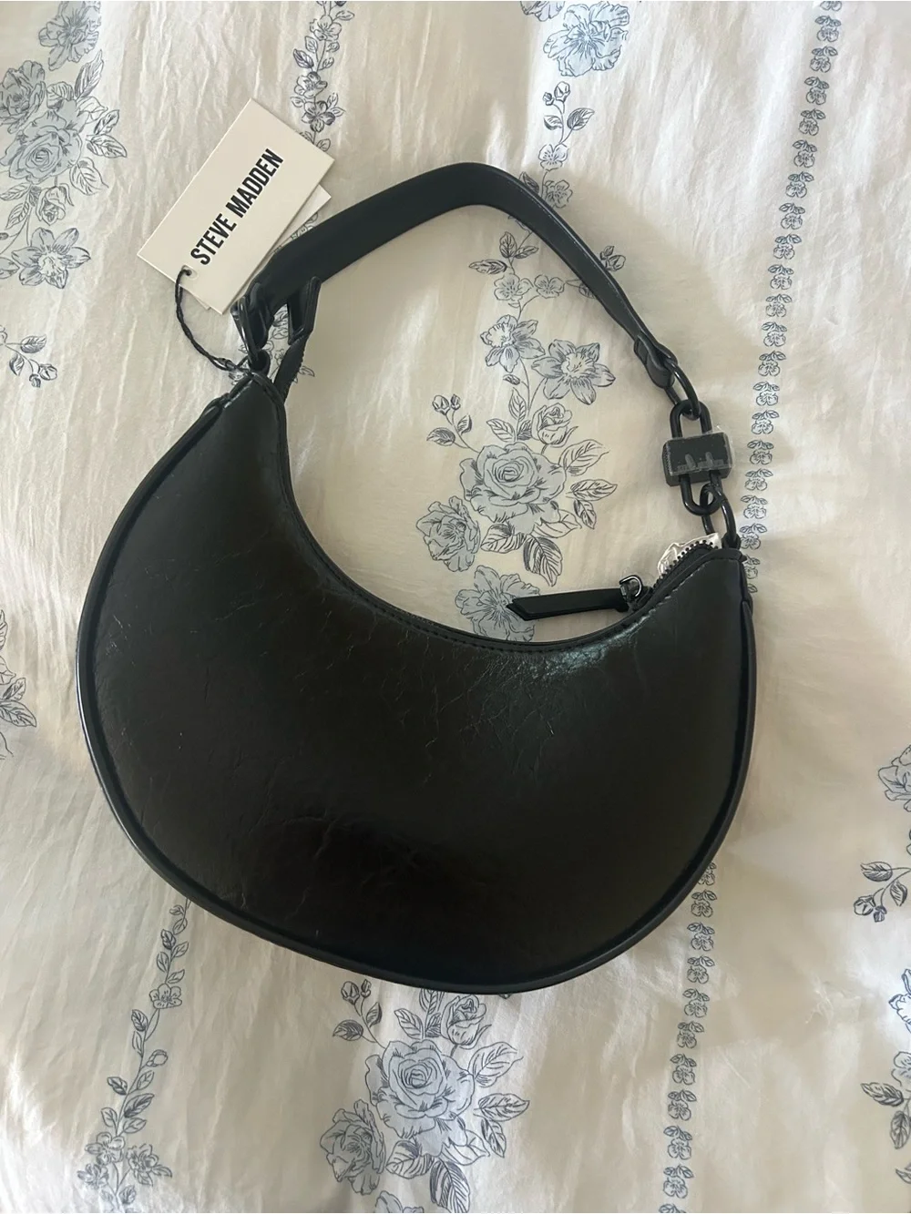 Steve Madden Black Crescent Hobo Shoulder Bag